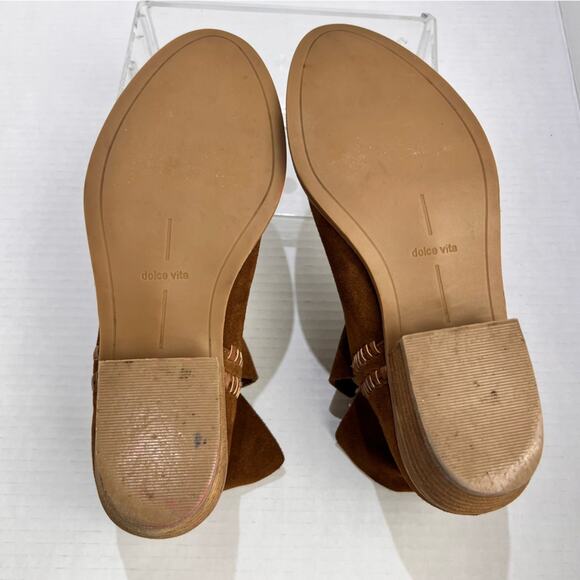 Dolce Vita Booties Womens 7 Chestnut Brown Suede Leather Western Block Heel Boho - Picture 7 of 12